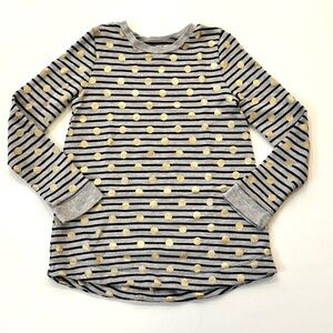 Tucker + Tate Gray and Gold Polka Dot Long Sleeve Top